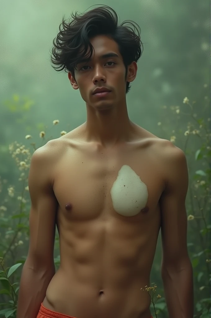 Pretty, attractive, poetic, Indian boy with a marked mammary gland