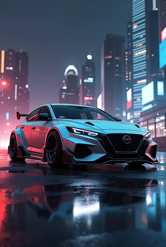 Image of a Nissan Sentra with modified body kit 