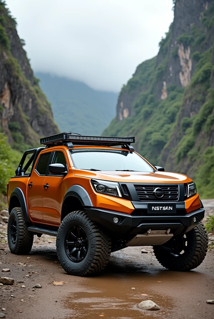 Nissan np300 with modified body kit 4x4 dark orange color