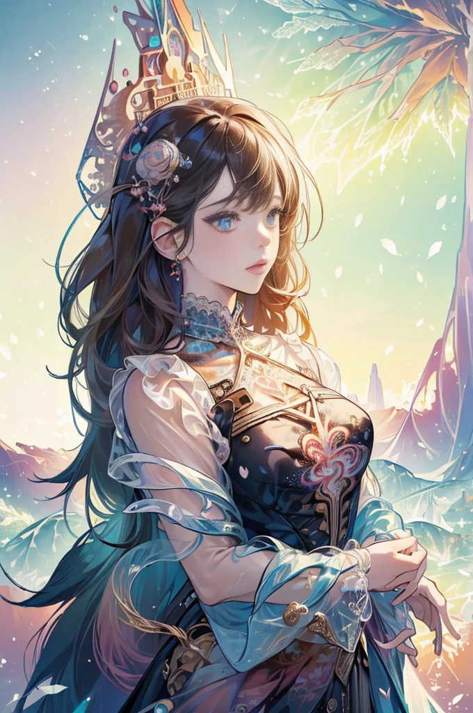 (Masterpiece, Top quality, Best quality, offcial art, Beautiful and aesthetic:1.2), (1girll),Upper body, extreme detailed details,(Fractal art:1.3),Colorful,highest details