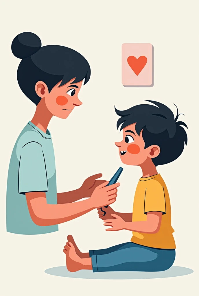 I want an image that portrays: • Take vital signs from a modern and vector-based child, with smooth, clean lines, and vibrant colors. Cartoonish but realistic. Color: Using a palette of bright and contrasting colors that are pleasant and eye-catching. FORMAT: Illustrations arranged in a book or manual style. This illustration is intended for a guidance and training manual, so it must be clear, accessible and visually appealing."
