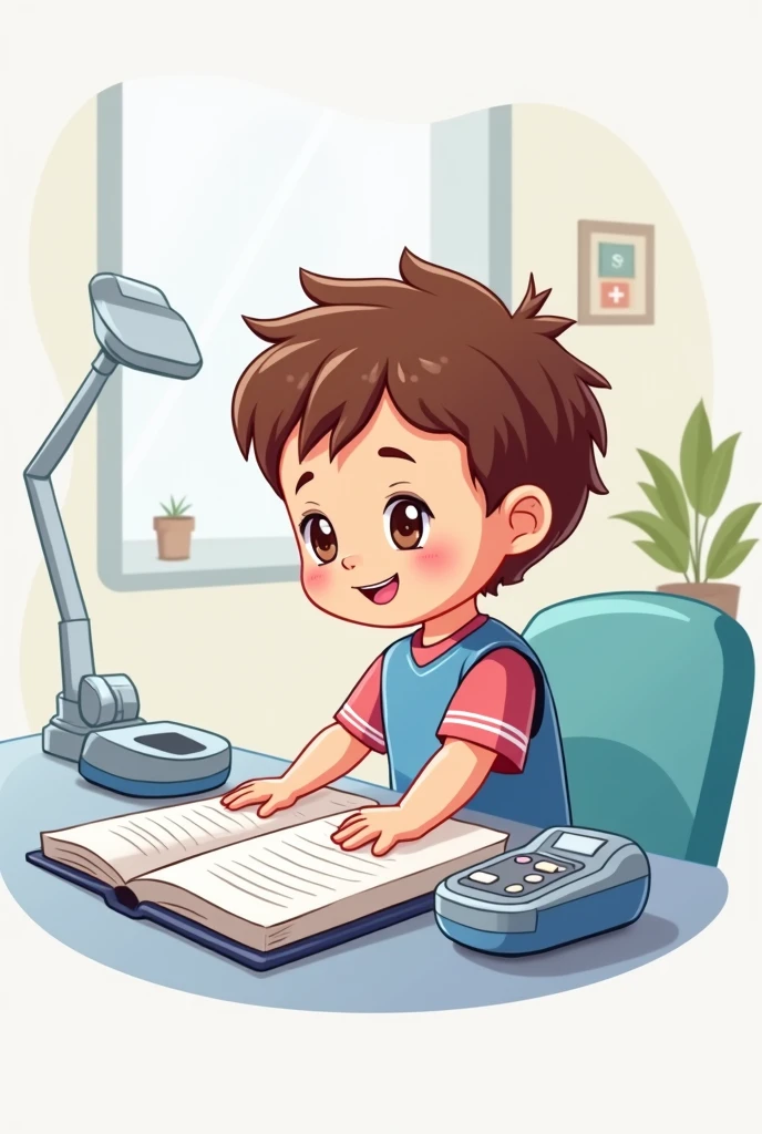 I want an image that portrays: • Take vital signs from a modern and vector-based child, with smooth, clean lines, and vibrant colors. Cartoonish but realistic. Color: Using a palette of bright and contrasting colors that are pleasant and eye-catching. FORMAT: Illustrations arranged in a book or manual style. This illustration is intended for a guidance and training manual, so it must be clear, accessible and visually appealing."
