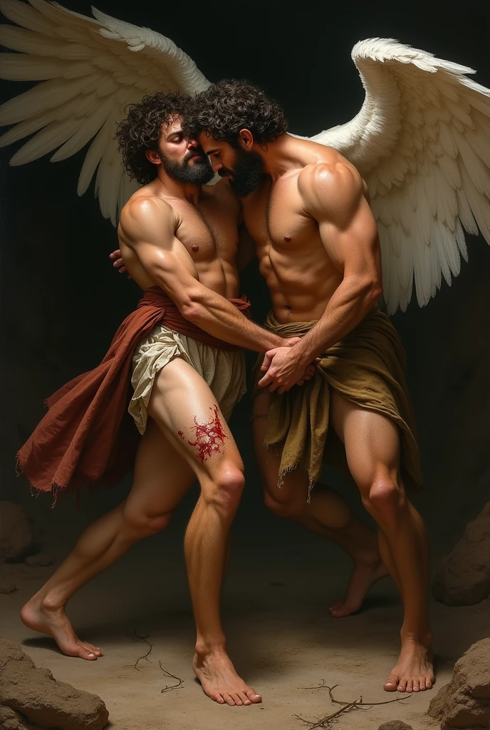 Bible character Jacob wounded in the thigh by the male angel 