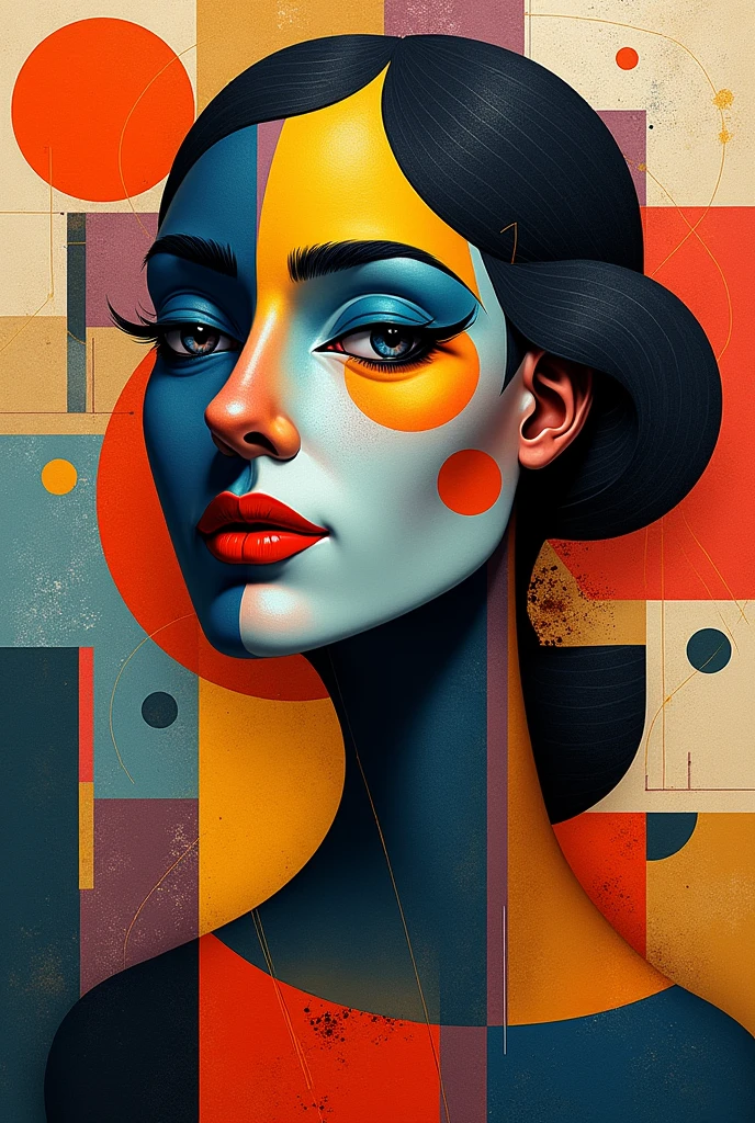 Image alluding to the Cubism movement,  colorful and creative, horizontally