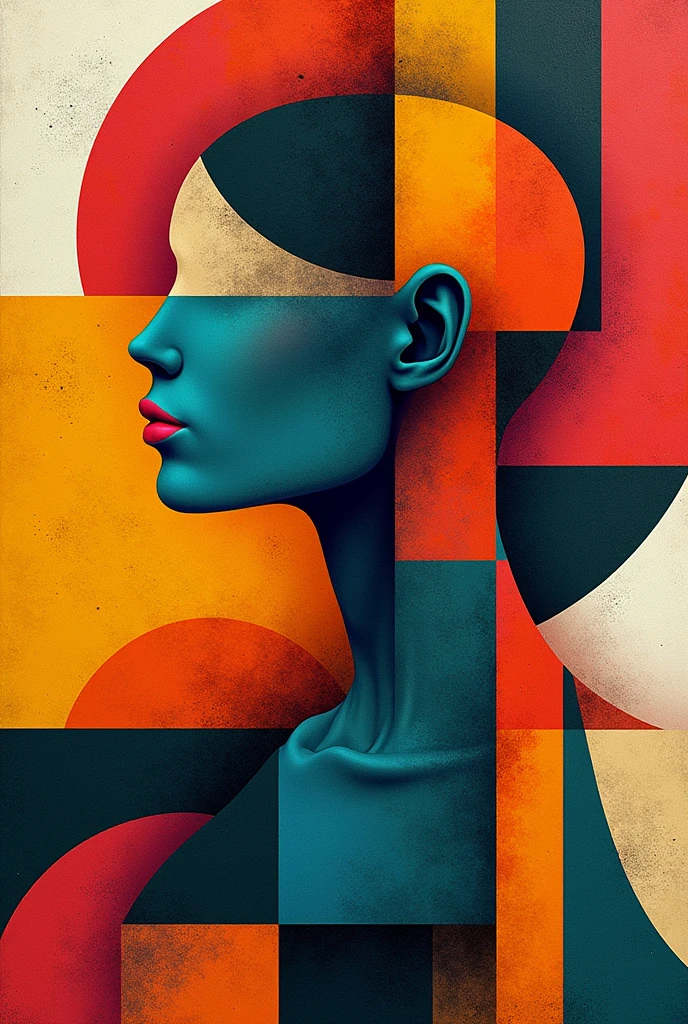 Image alluding to the Cubism movement, colorful and creative, horizontally