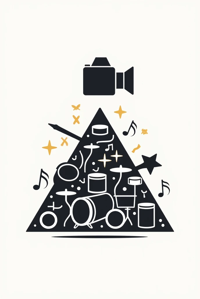 A logo of a pyramid of percussion band instruments and a camera above