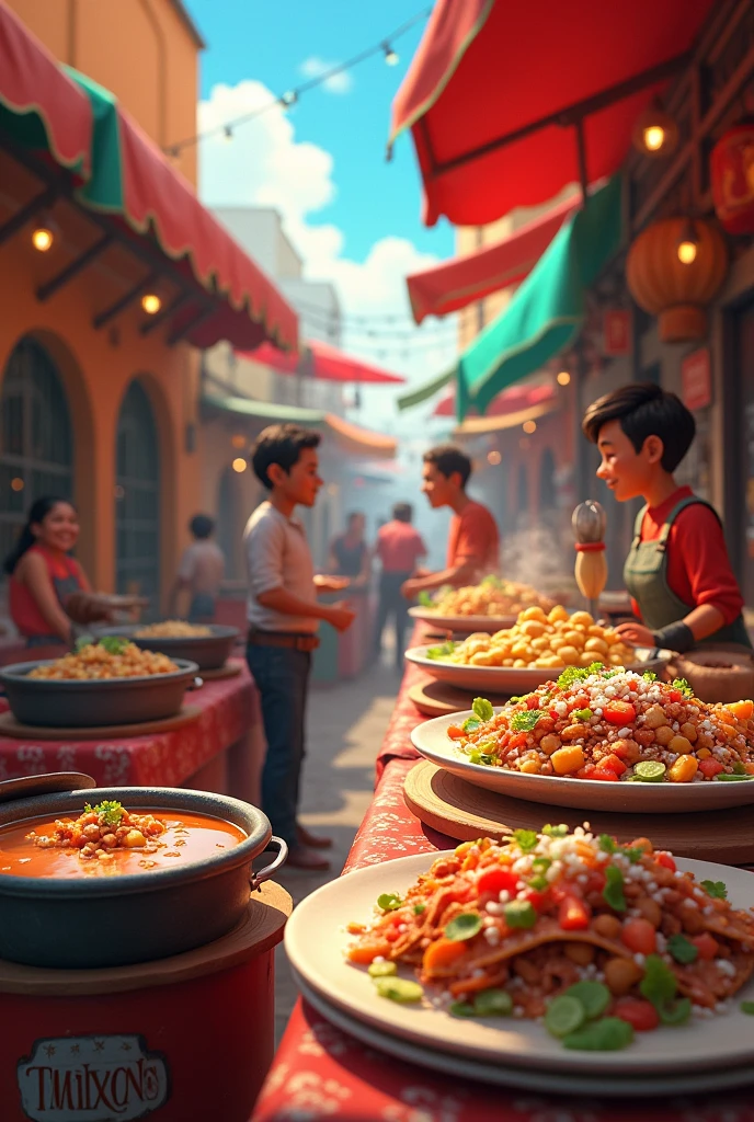 Pozole for sale, Red tacos and bean toast