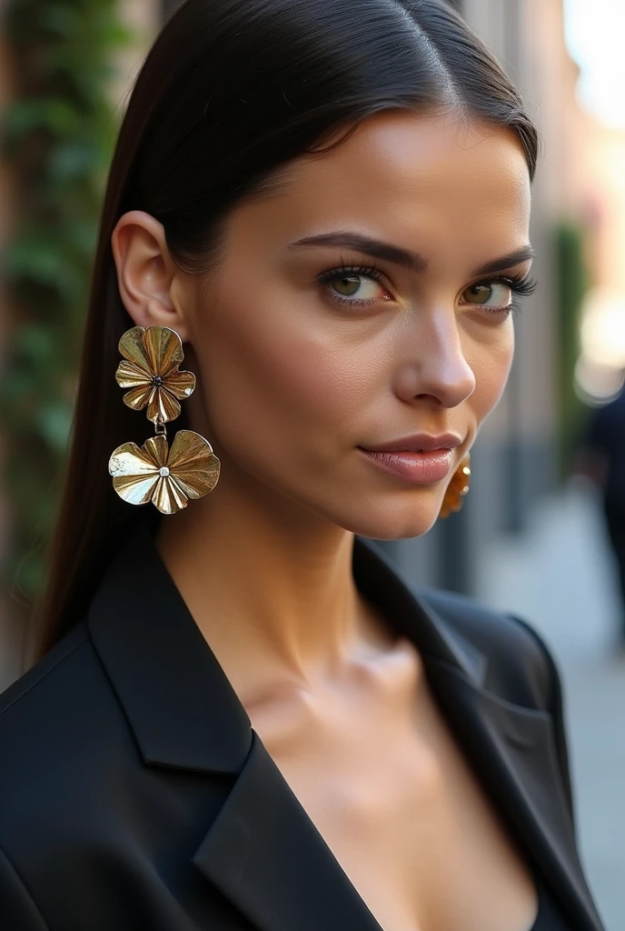 Large 3D earrings that resemble sculptures 