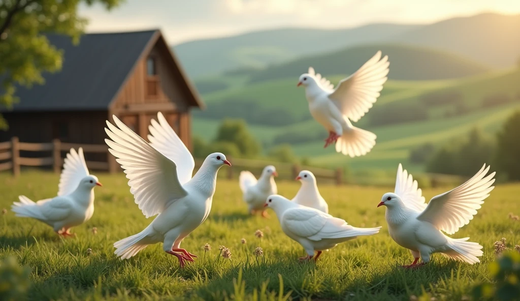 white pigeons farm create a beutiful thumbnail