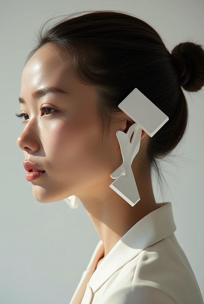 Large 3D earrings that resemble modern sculptures