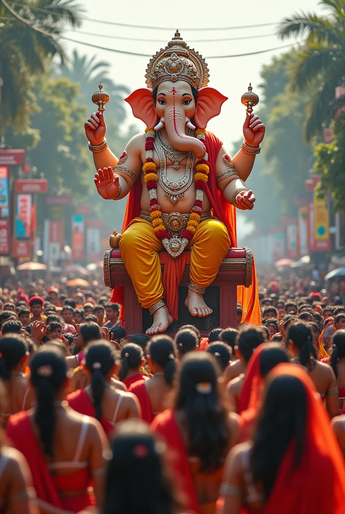 People dancing in ganesh immersion on the road 