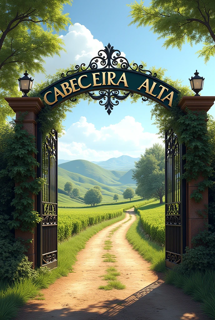 Gate of a farm called Cabeceira Alta with beautiful letters
