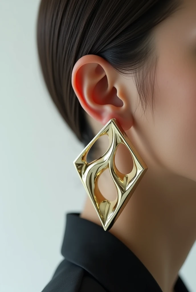 Large 3D earrings that resemble modern sculptures