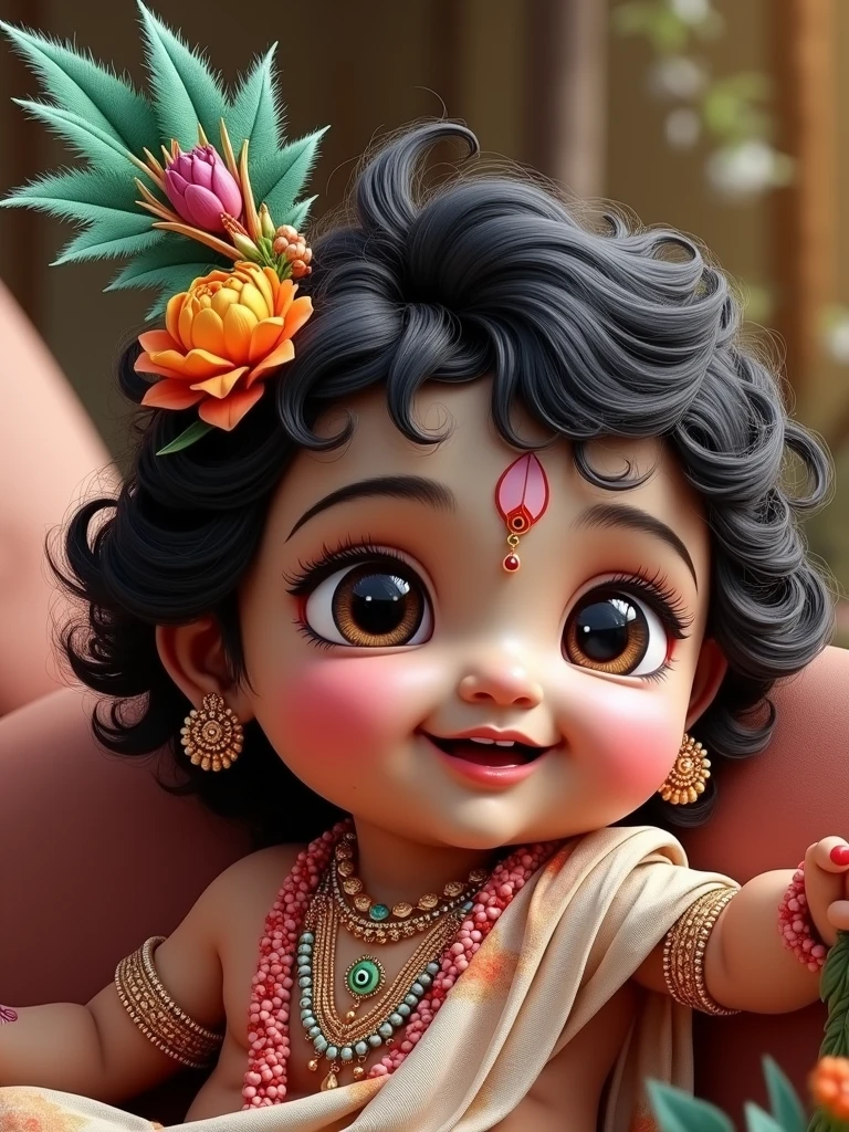 Generate images of cute Krishna as a child 
