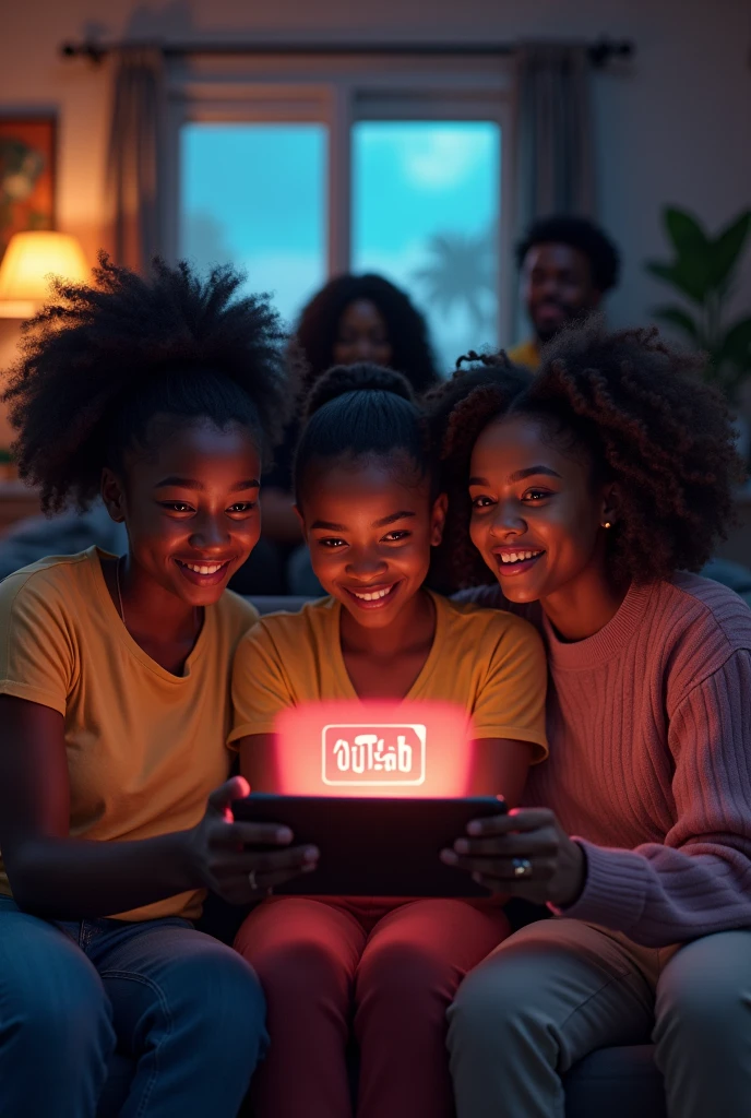 a picture of young black people watching a video on a YouTube channel called Agab tv