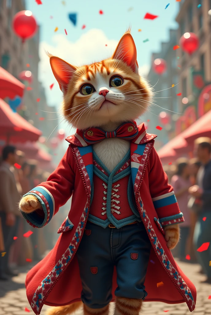 UN CHAT HABiLER  AVEC DRAPEAU NETHERLANDS 🇳🇱  DANS UN CARNAVAL