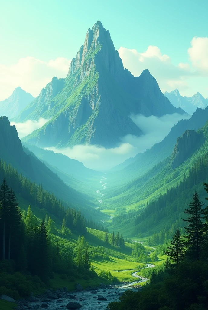One focused
Green mountains