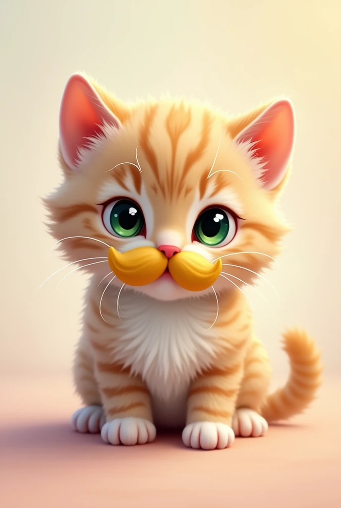 Cute baby cat with green eyes and yellow mustache
