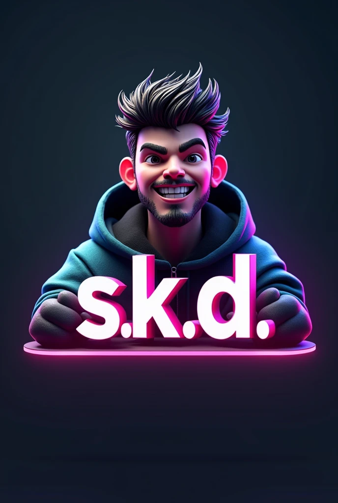 Gamer logo for tik tok that says (s.k.D) under the man doll