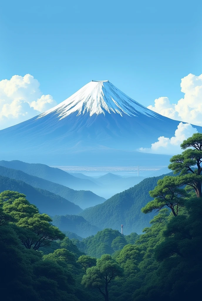 Beautiful Mt. Fuji、Ultra-realism in illustrated matte painting photography based on the matte painting art of artist Albert Whitlock