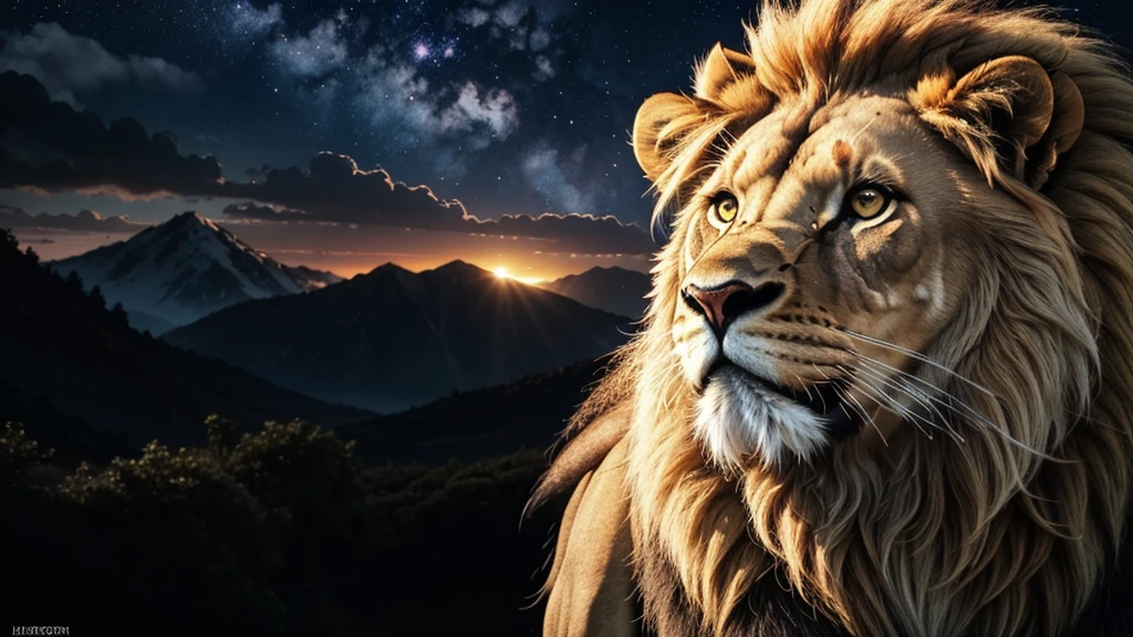 Lion, Divine Lion, naturals, naturals, ferocious, masculine, mighty, golden lion, Powerful Lion, Beautiful nature, Great Realistic Lion, FullHD 8k, Sky ligh, Sunset Night, Ligh Sky Sun, Balck Golden, black andwhite, black and gold, detailed realistic face, 8k Detailed Realistic White Lion, ultrarealistic 8k |, Energia de thunder realista detalhada, Strong Creature realista detalhada, Strong Creature, Lion macho, Rendering, Fotorrealista 8k, UltraHD Alta definição 8k, Detailed Realistic 16k, Nitidez Fotorrealista 8k, 16K photorealistic textures, Contraste Fotorrealista 8k, Sombras Fotorrealistas 8k, Luzes Fotorrealistas 8k, Detailed Realistic Sunset, Detailed Realistic Lion Face, Detailed realistic light, detailed textures, thunder, detailed shadows, detailed colors, Celestial Electricity, Golden thunder, Lion realista, Ultra Realistic 16k, Realistic 16k, Realistic 16k sharpness, 16K photorealistic textures, 16K realistic colors, powerful creature, Majestic power, Power of Heaven, Great Divine, detailed contrast, realistic contrast, high resolution, detailed colors, fire, villany, divine creature, 8k, realistic detailed, 16K, 8k, High definition, detailed contrast, realistic contrast, high resolution, detailed colors, fire, villany, divine creature, realistic detailed, posh, chic