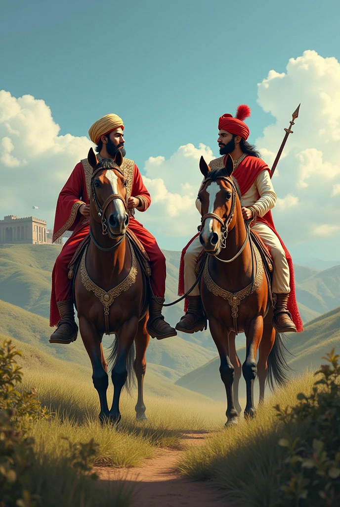 Rajput king maharana pratap and chhatrapati shivaji maharaj both reading horses
