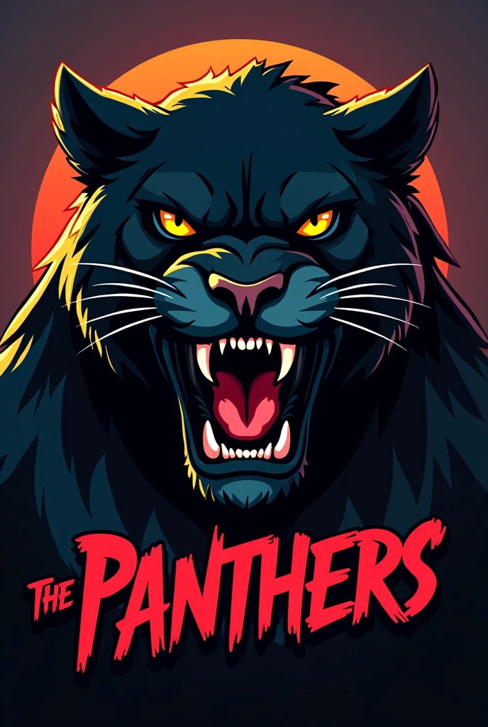 I created a written logo "The Panthers"in red, with a fierce panther right away