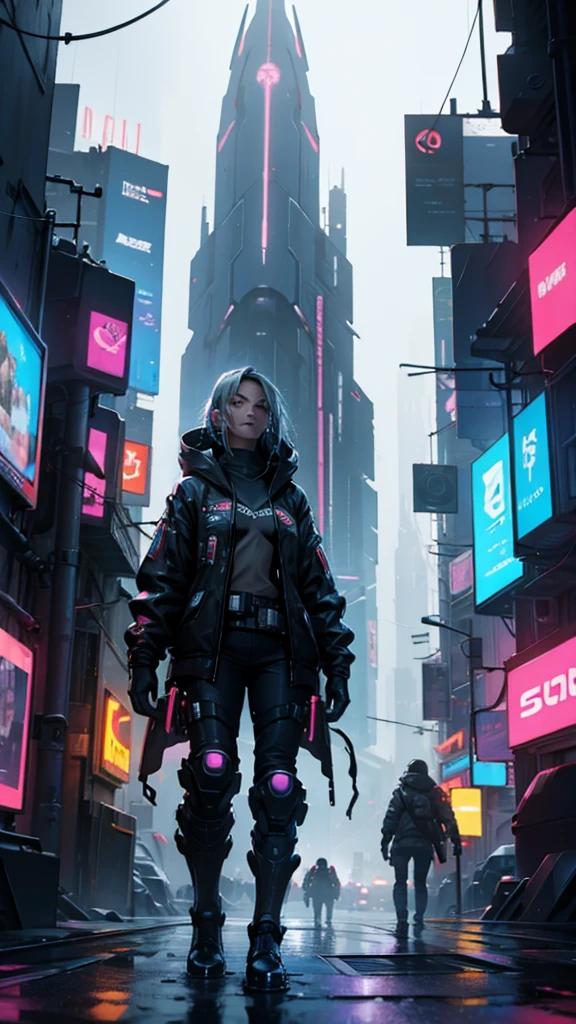 Cyberpunk Rain Aliens Spaceships