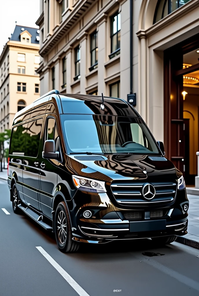 arafed black van parked on the side of the road in front of a building, luxury, award-winning masterpiece, 3/4 front view, front profile, mercedes, luxurious, black car, high quality picture, vehicle profile, vehicle photography, new vehicle, acclaimed masterpiece, front profile shot, a wide full shot, mercedez benz, full car