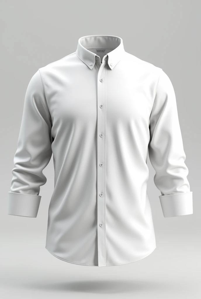 A white men's shirt without a button-down collar, three quarter sleeve in 3d model
