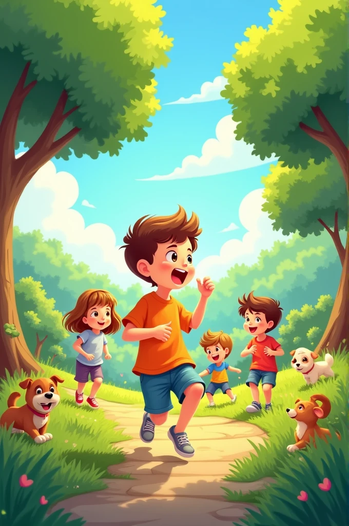 Children playing in the park drawing