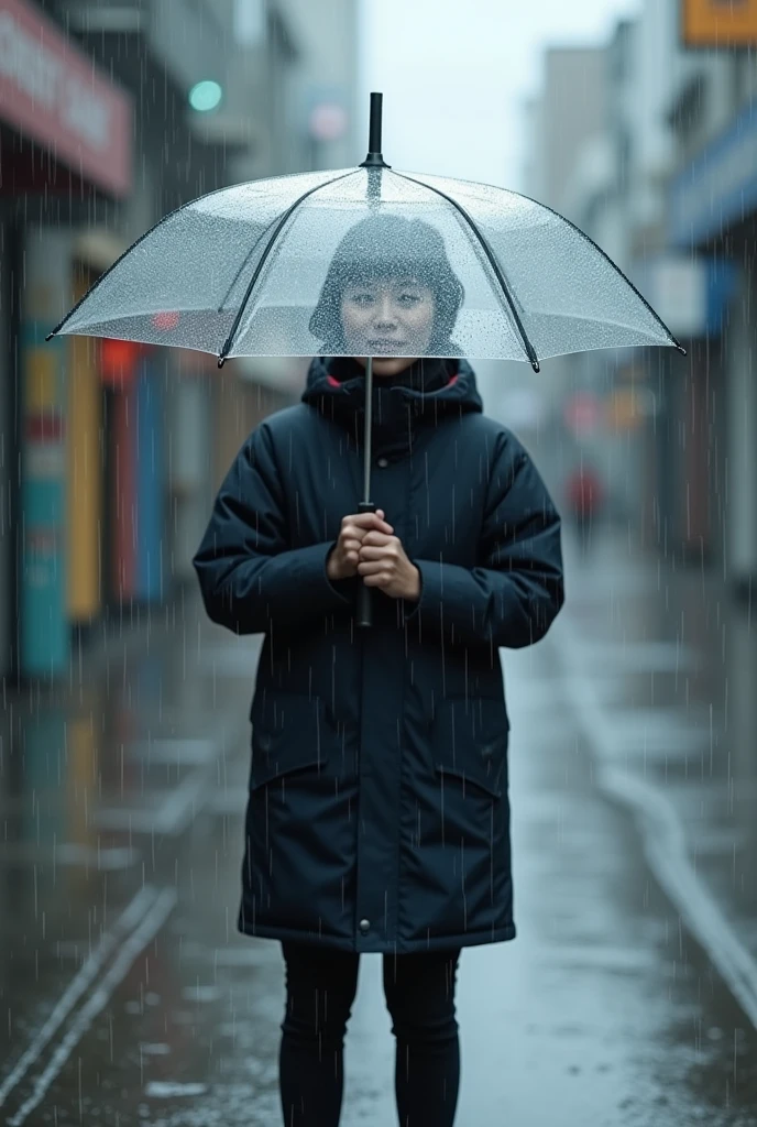 Umbrella with an extra drainage tube so that the water can escape, Normal, person