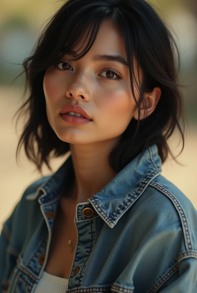 1woman, like 28 yrs old, with large breasts, hyper-realistic,detailed facial features,detailed hair, extremely detailed skin texture,extremely detailed honey eyes and face,longeyelashes,detailed clothing,high quality,8k,photorealistic,vivid colors,studio lighting,physically-based rendering,professional