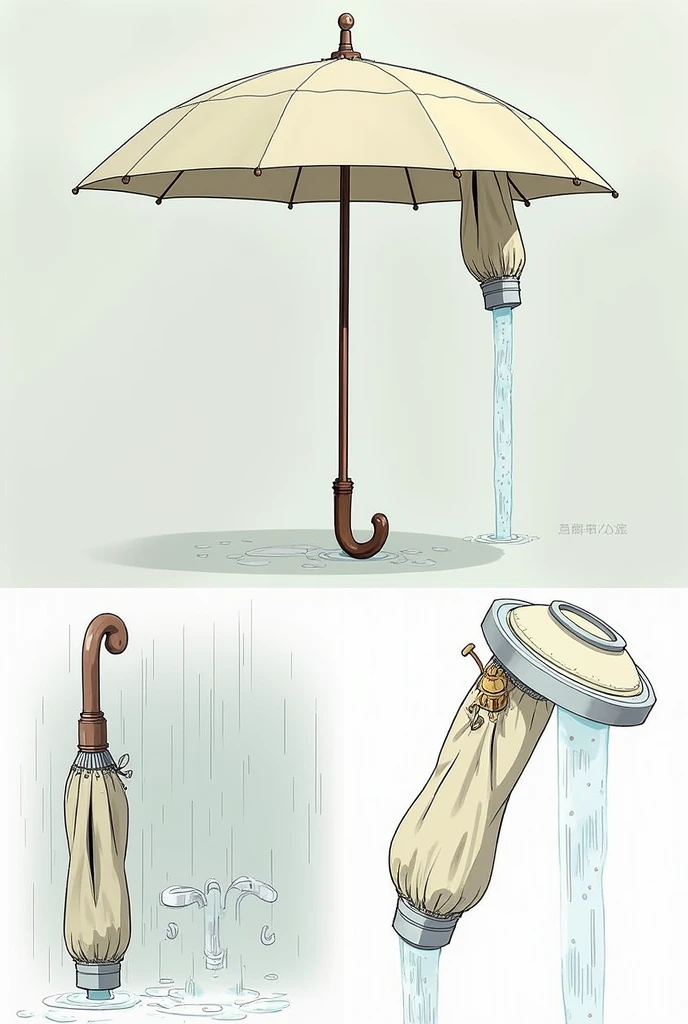 Umbrella with an extra drainage tube so that the water can escape, Normal