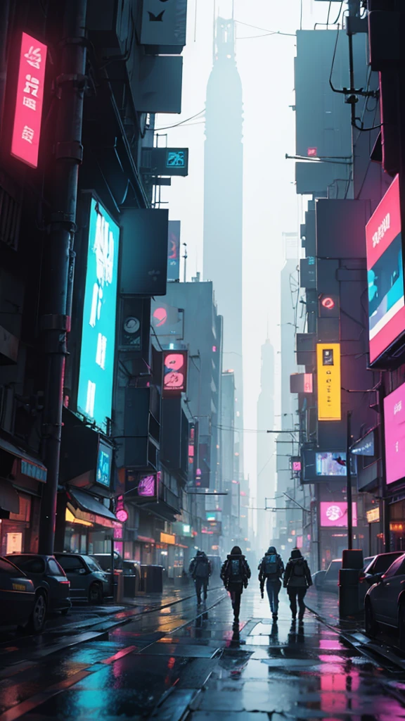 Cyberpunk rain dystopia 