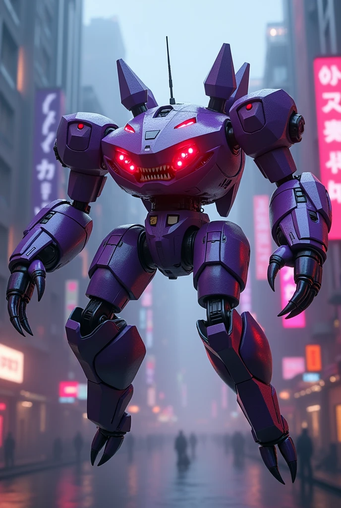 
a highly detailed ((hexagonal prism robot with crab))-like legs, red eyes, sharp teeth, a purple crab-shaped body, floating and flying. claw hand. high tech design. hulkbuster body. mecha robot. big bazooka.，Cyberpunk, dreamy glow, luminous neon lights, ( Global illumination, Ray traching, hdr, unreal render,reasonable design, high detal, Masterpiece, Best quality, hyper HD, Cinematic lighting), Mecha musume. jackpack.rocket jackpack. blaster. 



