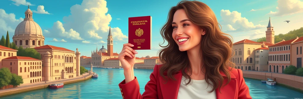 create an artwork for a dual citizenship company focused on making customers&#39; dreams of having their Italian passport come true, remember that art needs to remember Italy, either with a photo or the Italian passport and contain the following sentence: Cidadania Italiana, turning dreams into reality