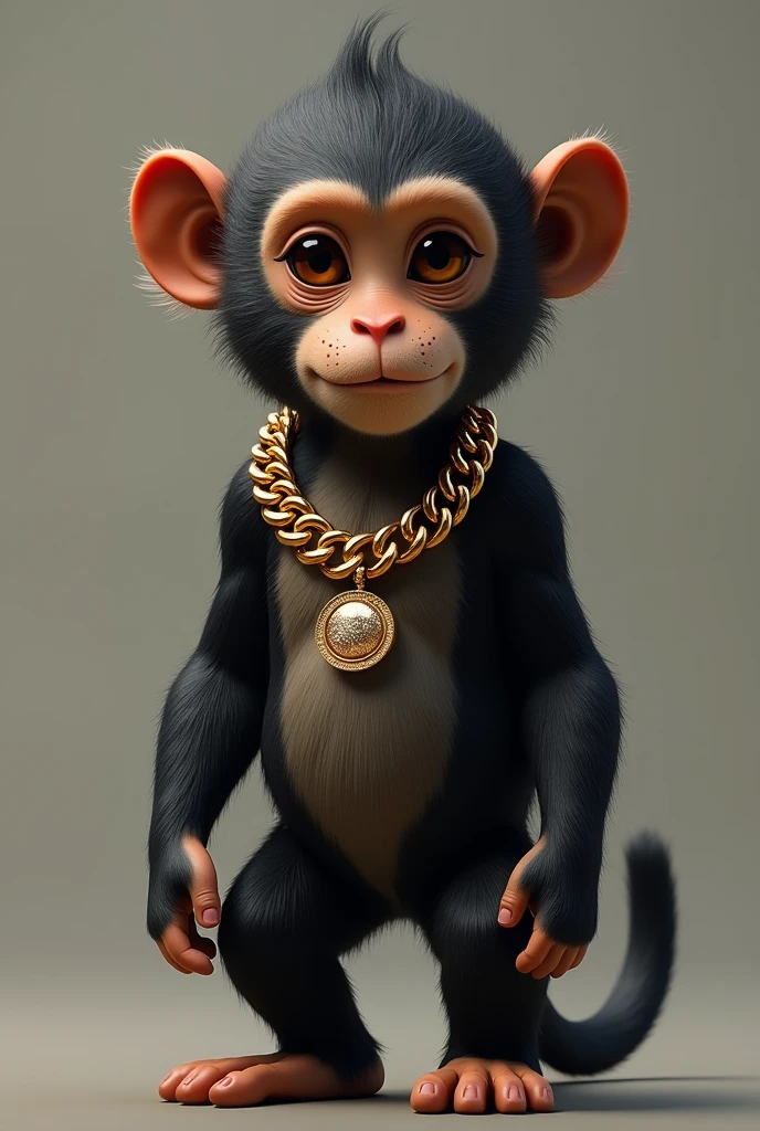 draw a monkey with juliette gold chain around his neck