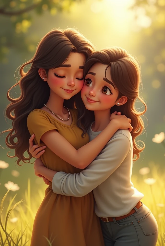 Woman hugging friend