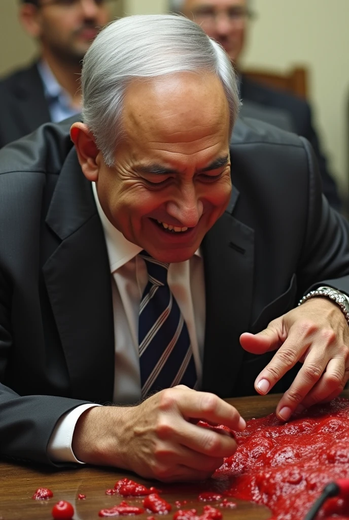 Netanyahu Laughs Looking at the Bloody Corpses of Palestinian Children