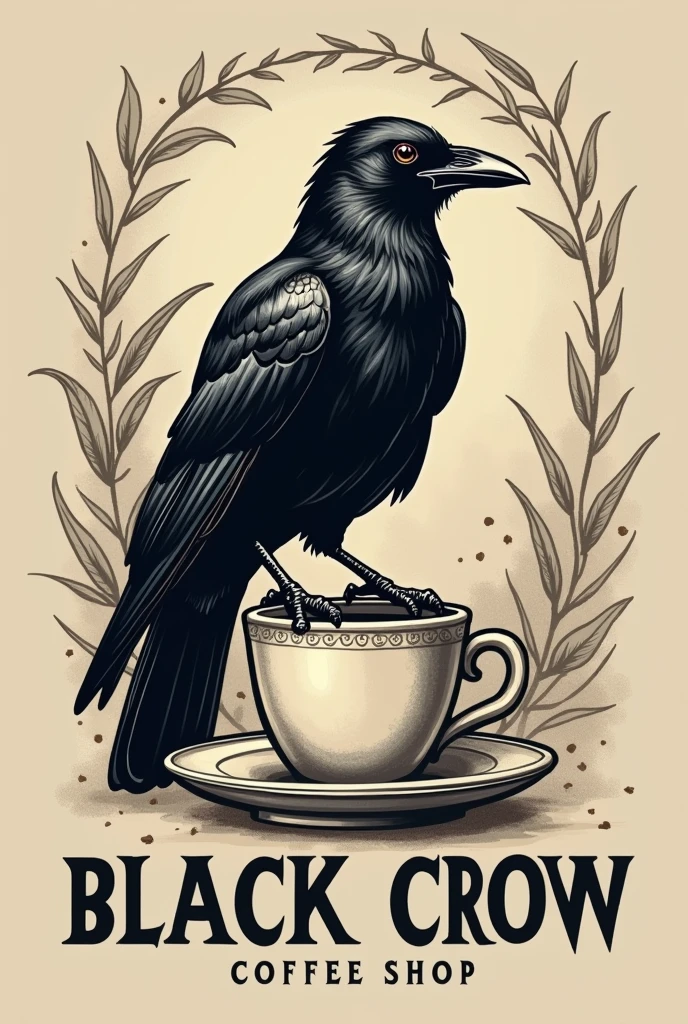 Black crow ,coffe shop logo old school