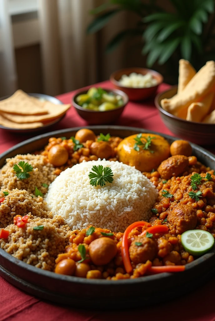 Indian ,A bigger plate , rice ,dal fry ,vegitable,and roti ,papad ,achar, full size images