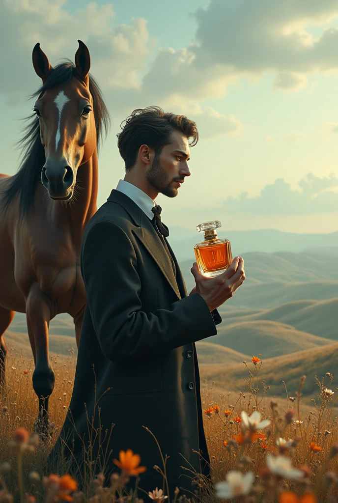 man perfume horse landscape