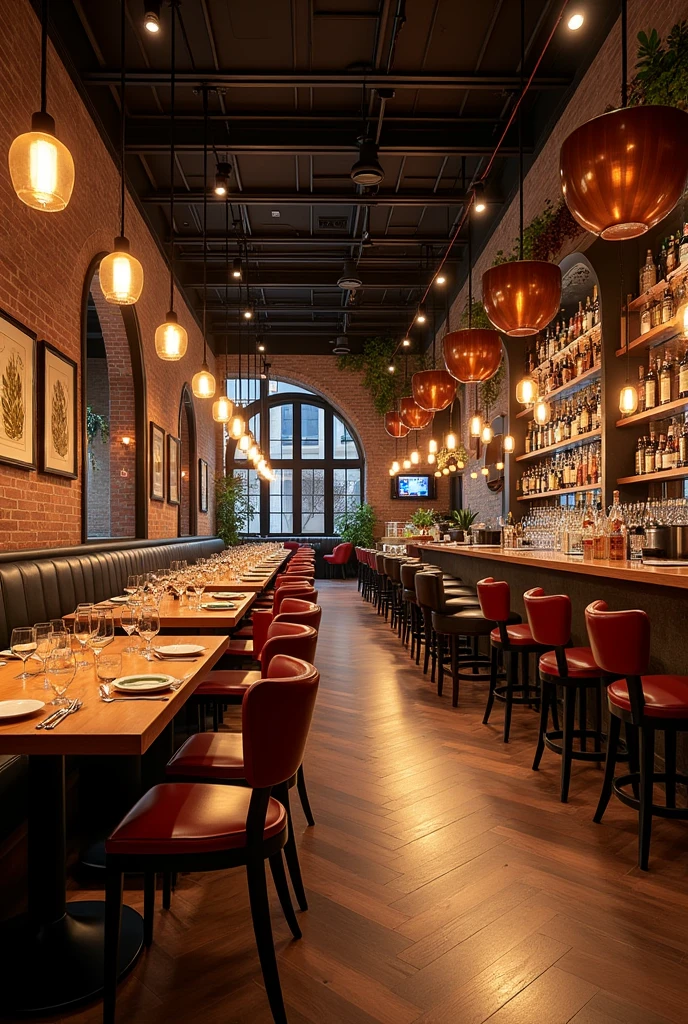 A big bar-restaurant which is fashionable and family with very big spaces