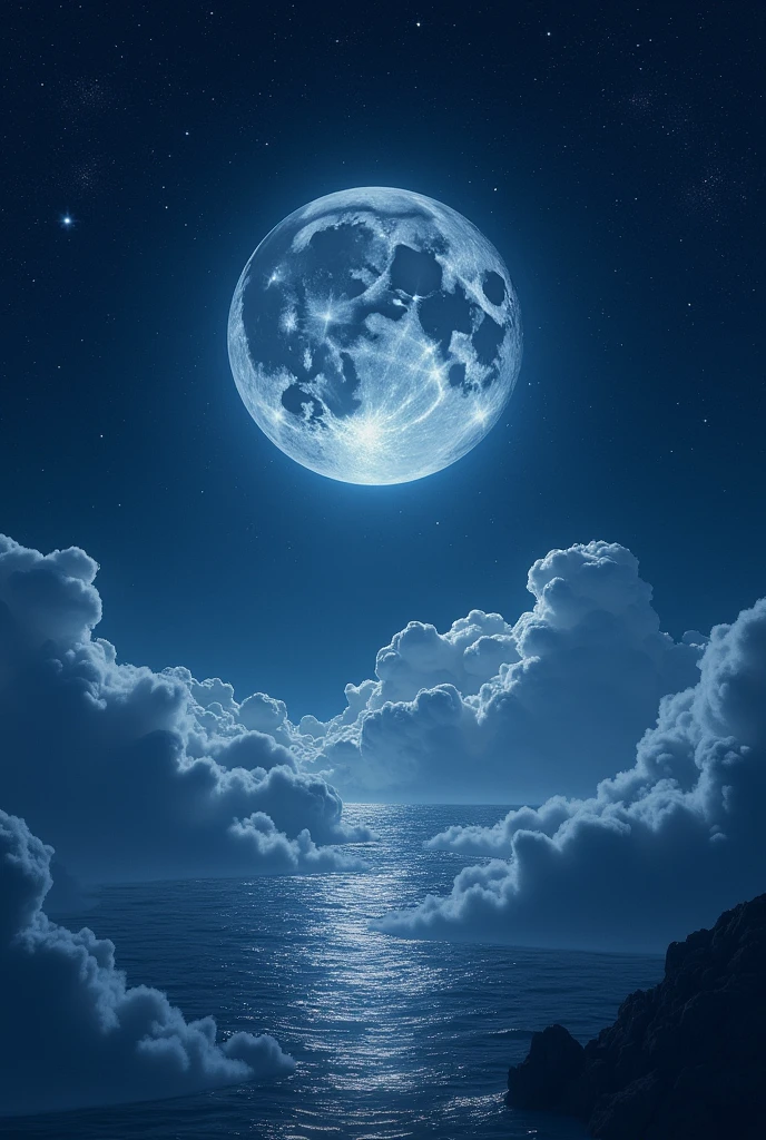 (In the heart of the night, the moon sways gently, as if dancing to the rhythm of the universe. It scatters its silver rays on the earth, and the stars sparkle around it like sparkling diamonds. This is a moment of stillness and contemplation, where we can see the beauty of life.