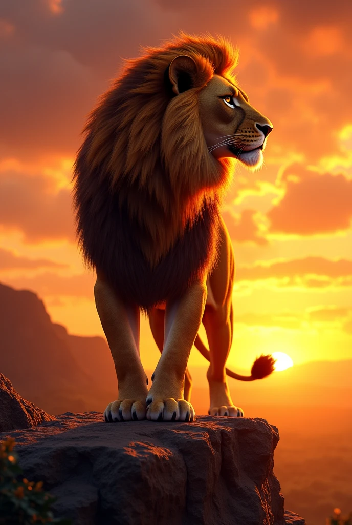 Lion at sunset