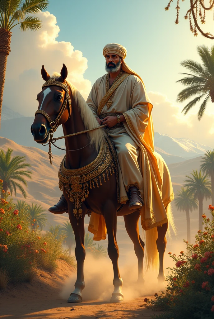 arabian man horse perfume landscape