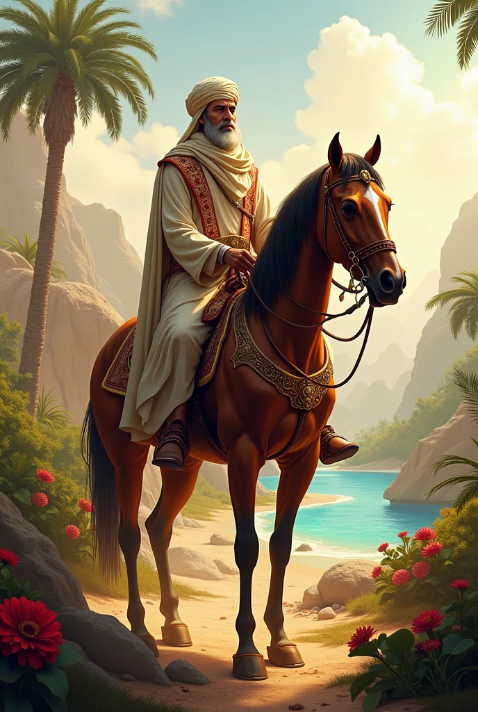 arabian man horse perfume landscape