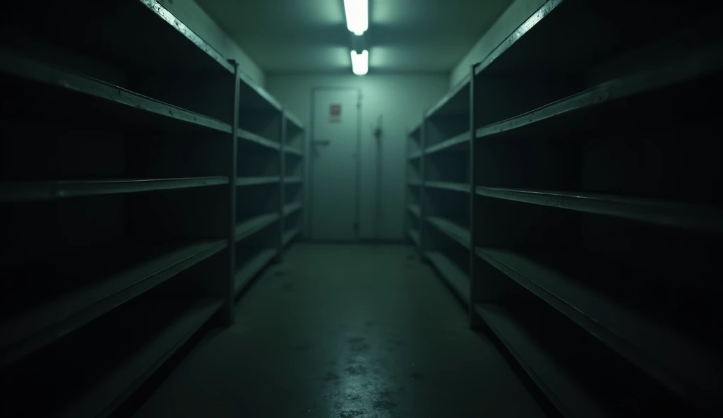 dark background with slightly blurred silhouettes of empty storage shelves on one side , representing the dramatic shortage without showing a shortage of silver. a dimly lit room with shelves and a light, unsettling creepy liminal space, spooky creepy liminal space, creepy backrooms, uncanny creepy liminal space, an empty backroom, an scp anomalous object, the scary empty liminal spaces, long dark hallway, anxiety inducing backrooms, found footage video with different point of view on sided
with no person