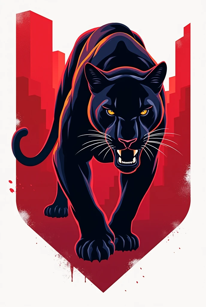 Create a logo with a panther, in shades of red
